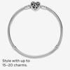 PANDORA Moments Family Tree Heart Clasp Snake Chain Bracelet Clear Cubic Zirconia 925 Sterling Silver Charm