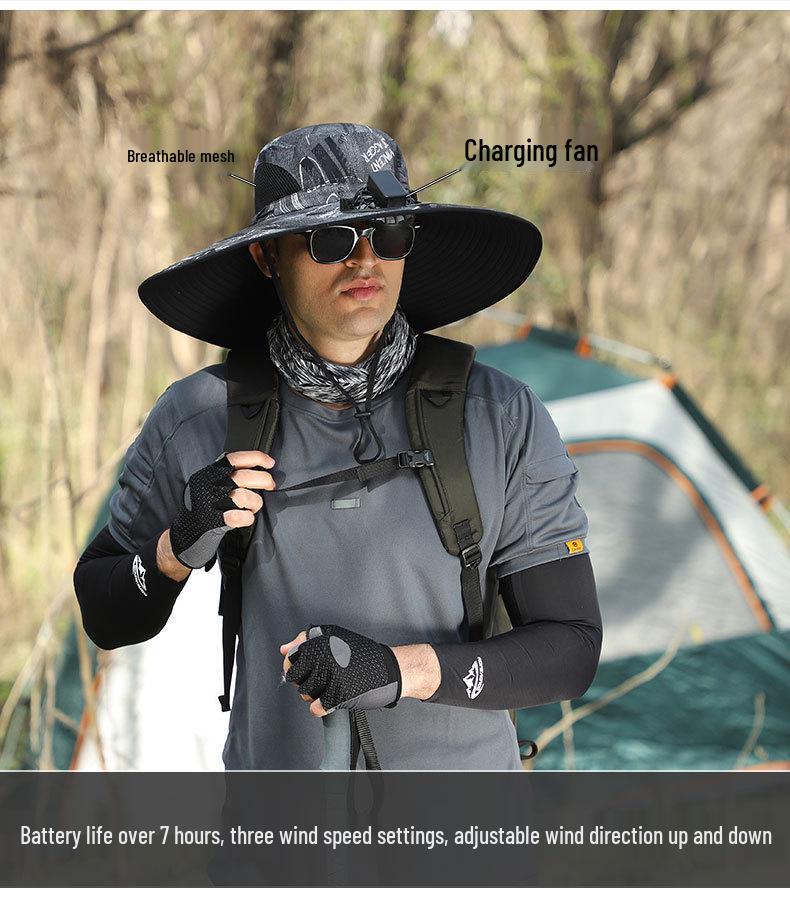 Men's Solar-Powered Cooling Hat with Fan for Outdoor Work