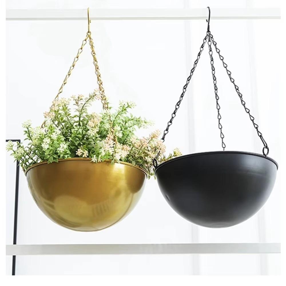 Iron Plant Pot with Hook Hanging Flower Pot Simple Succulent Plant Flowerpot Home Decoration