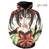 Spring Autumn Cool Girl Street Style Loose Hoodie 3D Printing Anime Theme Hoodie Tokisaki Kuangsan Print Hoodie