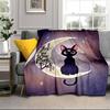 Lunar Cat Magic Night Blanket Flannel Blanket for bed, sofa, Camping, Hiking, Picnic Essentials, gift for family Fan gifts