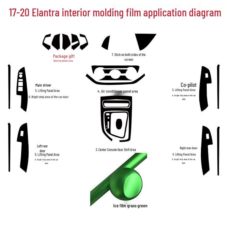 Наклейки на центральную консоль из углеродного волокна для Elantra 2017-2020 для улучшения интерьера