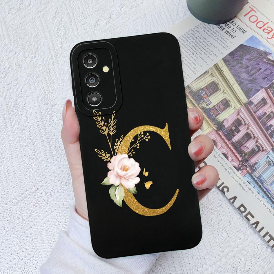 Чехол для Samsung Galaxy A03 A13 A14 A31 A50 A51 A52 A54 A71, жидкий силиконовый чехол с цветочными буквами, мягкий чехол для Samsung Galaxy Phone, чехлы-бамперы
