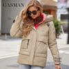 Gasman 2022 New Fashion Parkas Women's Stand Collar Short Slim Casual Hood Pocket Warm Women Down Jacket GM-82175