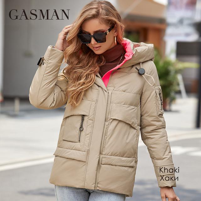 Gasman 2022 New Fashion Parkas Women's Stand Collar Short Slim Casual Hood Pocket Warm Women Down Jacket GM-82175