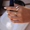 Youthway Delicate Zircon Rings For Women Minimalist  Gold Plated Stainless Steel Open Rings Simple Fashion Jewelry Girls Gift