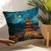 Korea Foguo Temple Pillow Case Linen Cushion Covers For Decorative Sofa Home Pillows Case Car Chair Pillows Cases