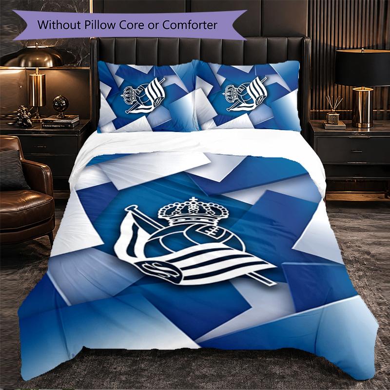 Real Sociedad FC Themed Bedding 3Pcs Duvet Cover Set Decorative Bed Linen For Teen Room Home Decoration