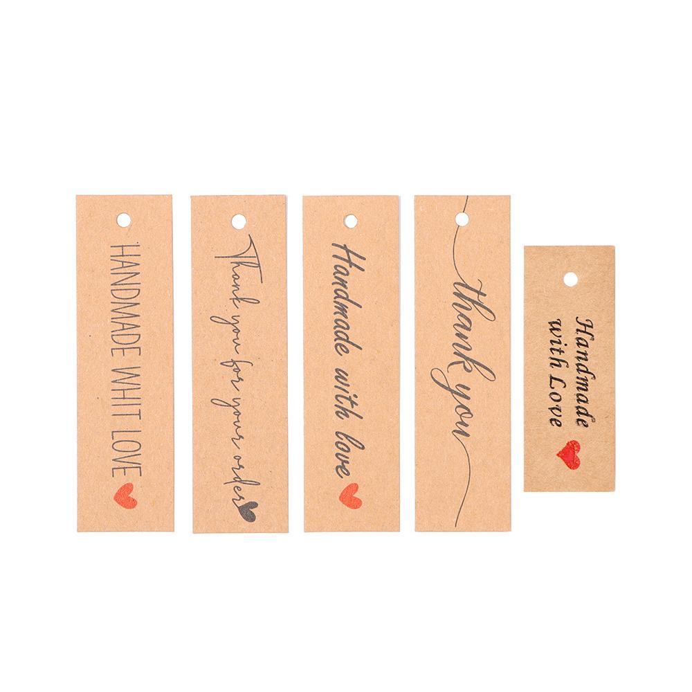 Ornament Enclose 10M Strings Handmade With Love Thank You Hanging Tags Kraft Paper “Merci” Labels