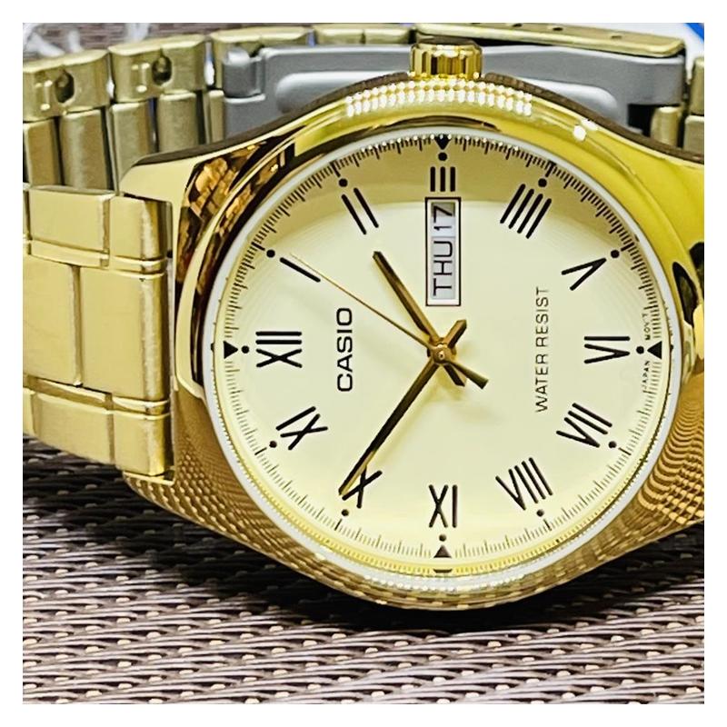 Casio Серия STANDARD Бизнес-тренд Ретро Повседневные Кварцевый механизм Ремешок из нержавеющей стали Японские и корейские часы Мужские;s Часы Золотые MTP-V006G-9B