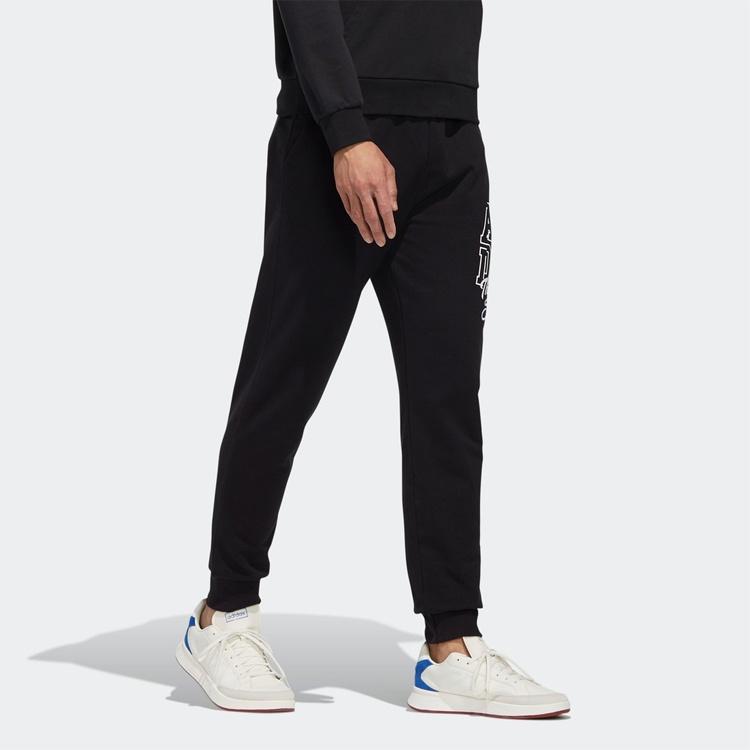 adidas neo Lacing Printing Sports Pants Black Men's EI6277
