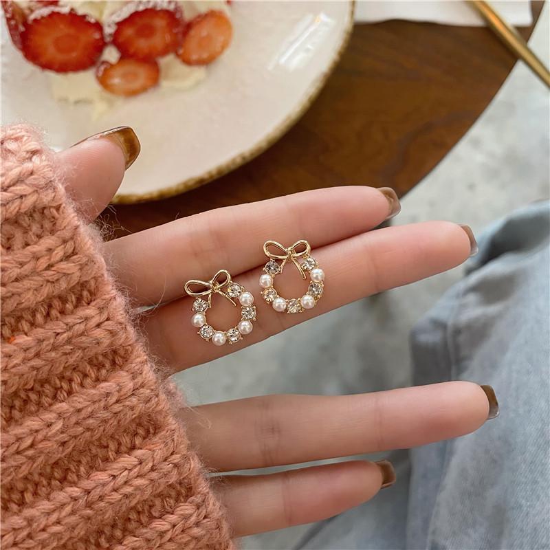 Трендовые серьги 2023 года из серебра с кристаллами и жемчугом высокого класса: Изысканное, Легкая Роскошь Заявление для Женщин