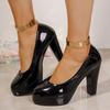 Женские туфли-лодочки Роскошные Элегантные каблуки женские Толстые каблуки Вечерние туфли 2025 Новые Высокие каблуки Свадебная обувь Женская Zapatos De Mujer