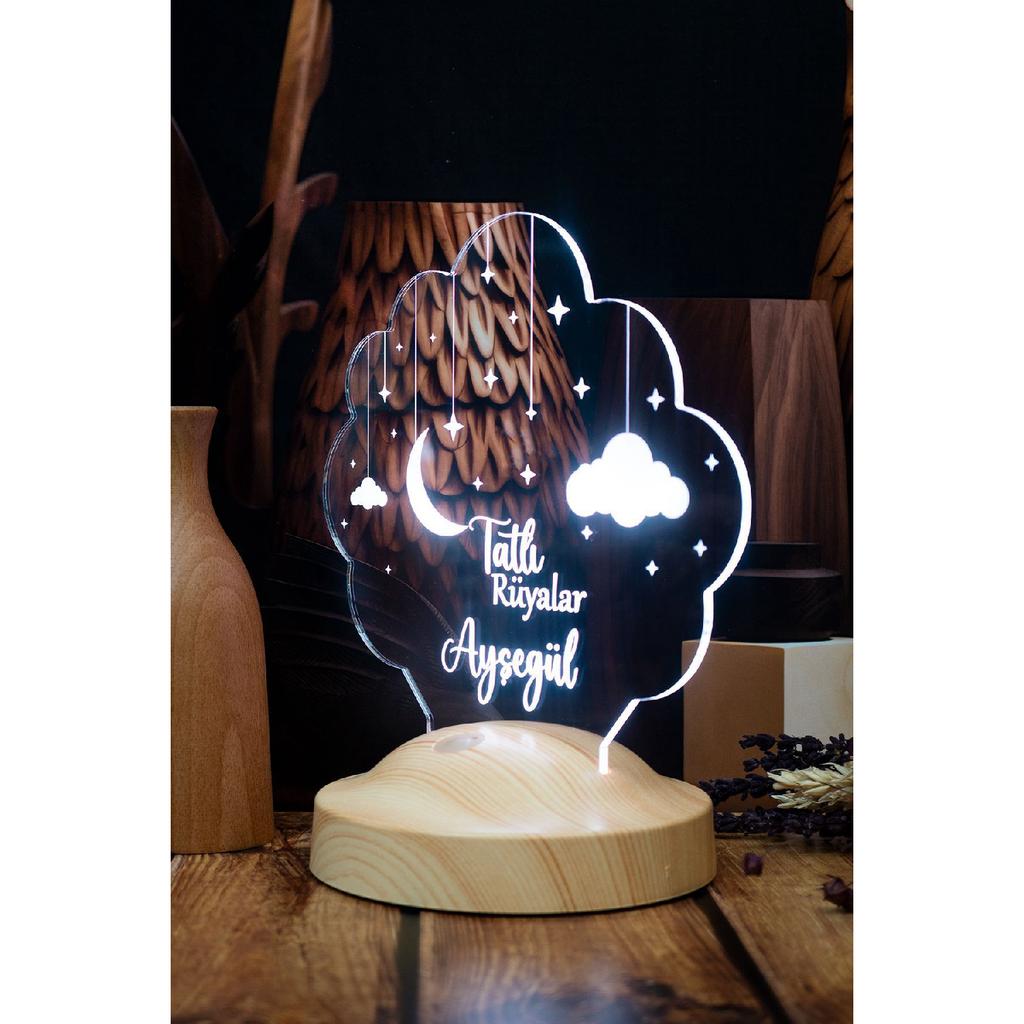 Kids Room Cloudy Night Light, Baby Gift Led Lamp With Name, Kids Room Decor