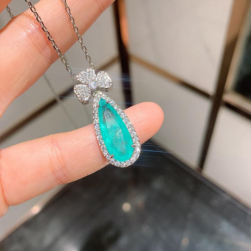 Новое имитация ожерелья Параиба, подвесное изумрудное ожерелье в форме груши, набор украшений для банкета, 8X20