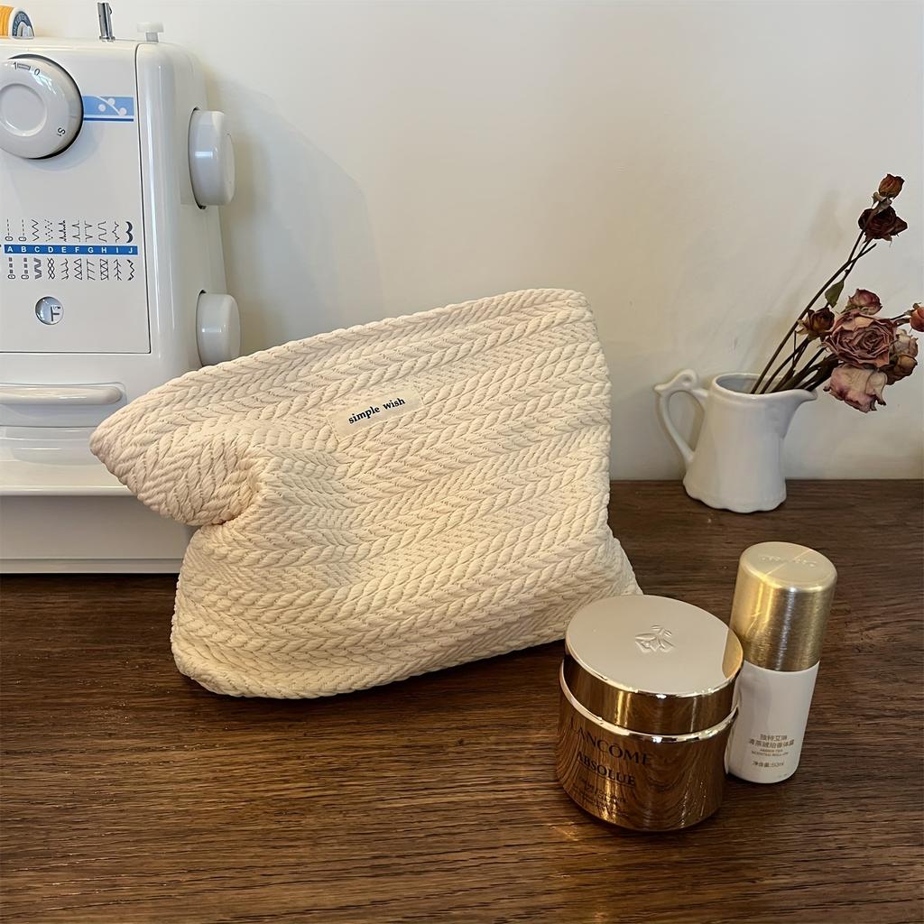 Плетеная сумка-тоут с узором рисового зерна, Женский дорожный органайзер для хранения косметики, Косметичка, Застежка-молния, Сумка для туалетных принадлежностей