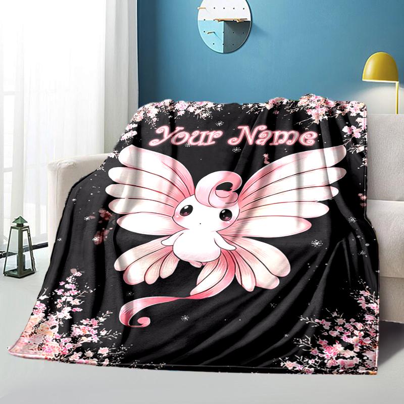 1PC Custom Name "Cherry Blossom Fantasy" Flannel blankets Patterns Throw Blanket All-Season Soft Gift for Couch, Bed, Camping gifts