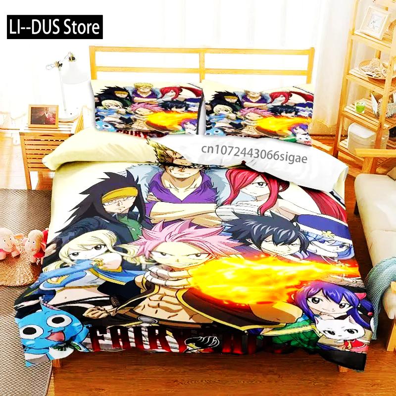 3D аниме Fairy Tail комплект постельного белья кровать из трех предметов пододеяльник односпальная двуспальная кровать пододеяльник размера Queen размер комплект для взрослых мальчиков спальня