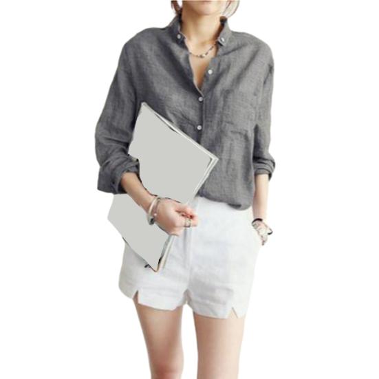 Рубашка с карманами и рукавами большого размера с нашивками, топы, длинная свободная однобортная тонкая повседневная рубашка, рабочая одежда