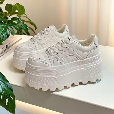 Модная женская обувь на толстой подошве, нескользящая, для бега, дизайнерская, вулканизированная, на шнуровке, износостойкая спортивная обувь 2025