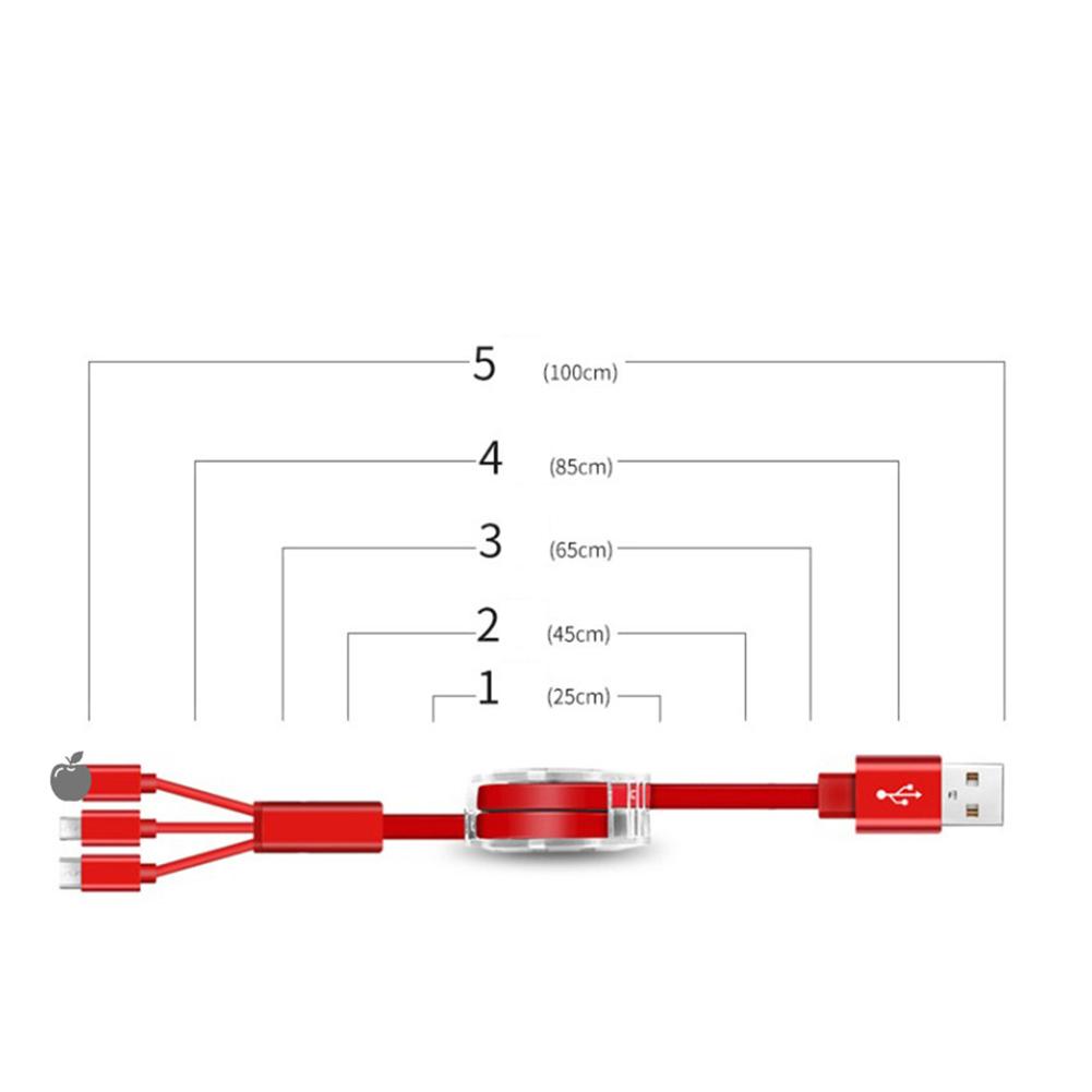 Data  Line Copper One-to-three Multi-function Telescopic Fast Charging Data Cable