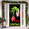 1 комплект гобеленов для гаражных ворот с 4 застежками-лентами в рождественском стиле с принтом Гринчи из мультфильма, создающий праздничную атмосферу для украшения фона для новогодней вечеринки