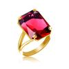 Top Quality Luxury Ring Ruby Rectangle Cut Plated Gold 925 Sterling Silver Ring for Women Mom Vintage Elegant Anniversary Gift