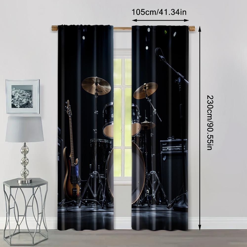 2pc    Curtains guitars and drums Light Filter Party Decorations Suitable for Holiday Party   General Celebration