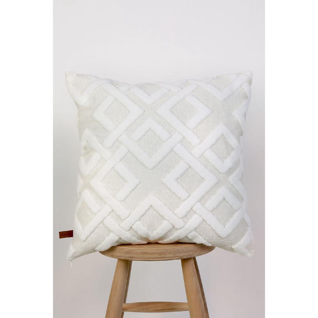 Bohemian Special Design Punch Pattern Decorative Throw Pillow Cover Mila Ecru