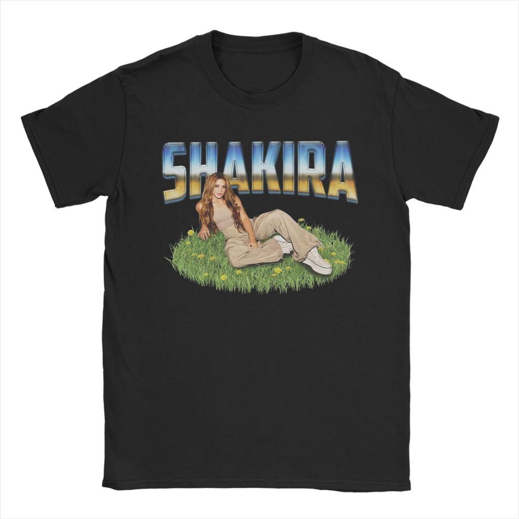 Vintage Singer Shakira TShirts for Unisex Round Collar Pure Cotton T Shirts Short Sleeve Tees Big Size Clothes
