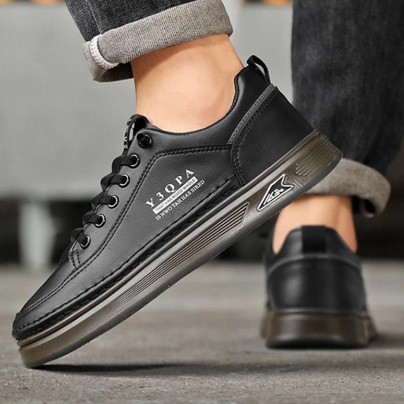 Роскошные мужские кожаные туфли, модная удобная повседневная обувь для мужчин, дышащие нескользящие кроссовки, дизайнерские теннисные мужские кроссовки для ходьбы