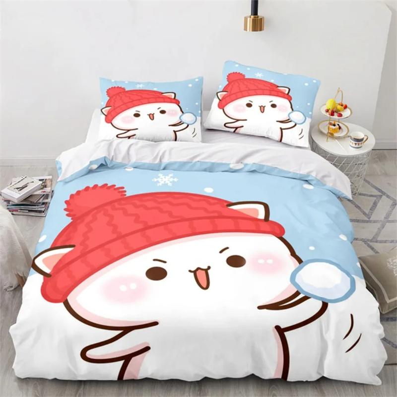 Premium Cartoon Peach Cat Duvet Cover Goma Cute Cats Duvet Cover Interesting Cat Queen King Size For Children Girls Bedroom Decorations
