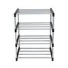 4 Tier Stackable Shoe Rack Holds 8 Pairs Metal Tube Plastic Connectors Durable Modular Storage Solution Closet Entryway Garage