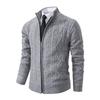 Men S Knitted Cardigan Stand Collar Long Sleeve Twist Pattern Sweater Jacket