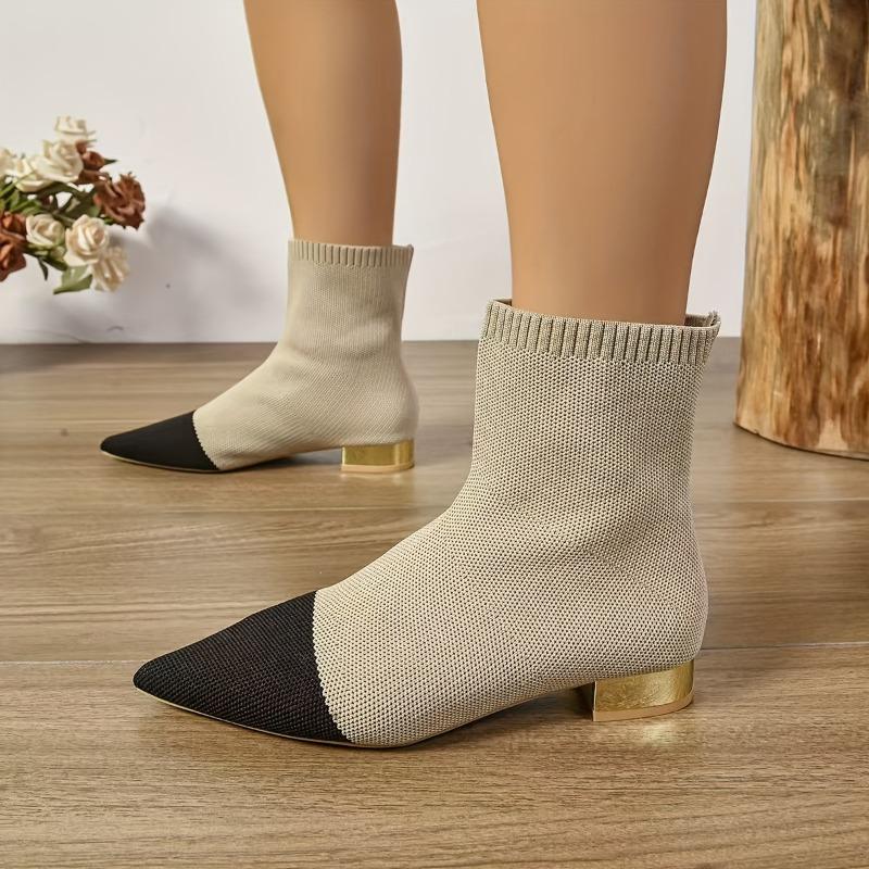 Французские Эластичные Ботильоны Новые Осень Зима 2025 Остроносые Flyweave Дышащие Нескользящие Узкие Носки Сапоги