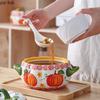 Керамическая миска с двумя ручками и крышкой Суповые миски для тыквенного супа Свиной масленка Контейнер для хранения Горшок для тушения Обеденная тарелка Десертная миска Миски для лапши