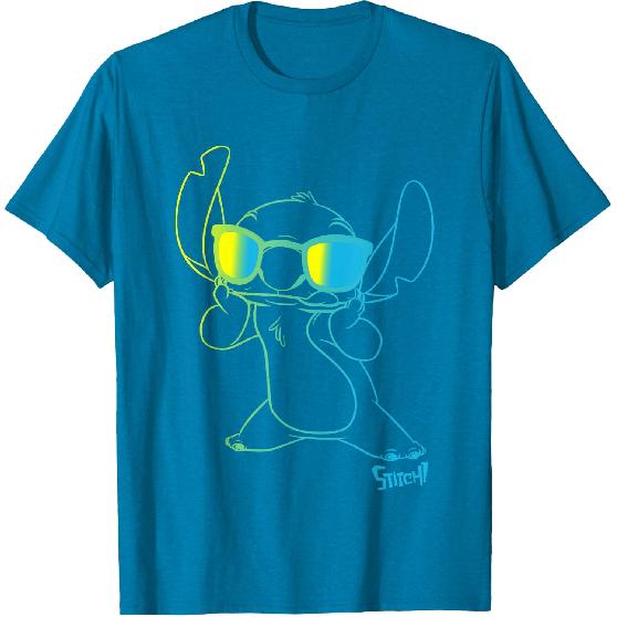 Disney Lilo & Stitch Cool Stitch Neon Outline Chest Portrait T-Shirt