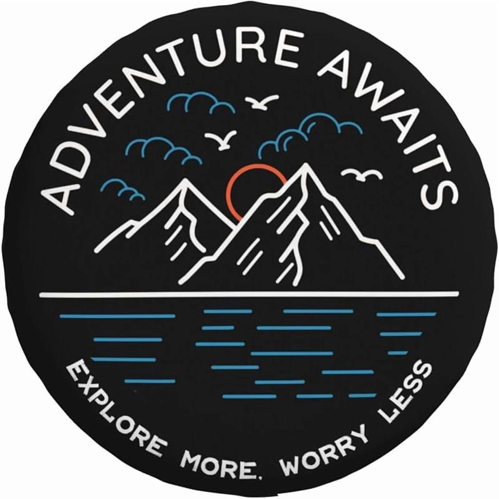 Adventure Awaits Mountain Lake Polyester Spare Tire Cover Weatherproof Universal Wheel Protector for RV SUV Truck