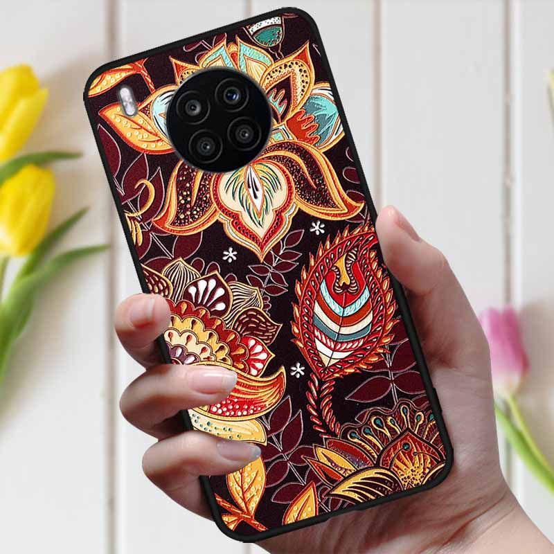 Чехол для Huawei Honor 50 Lite, чехол для телефона, мягкий силиконовый ТПУ задние чехлы для Huawei Nova 8i / Honor50 Lite, 3D тиснение, чехлы с цветами