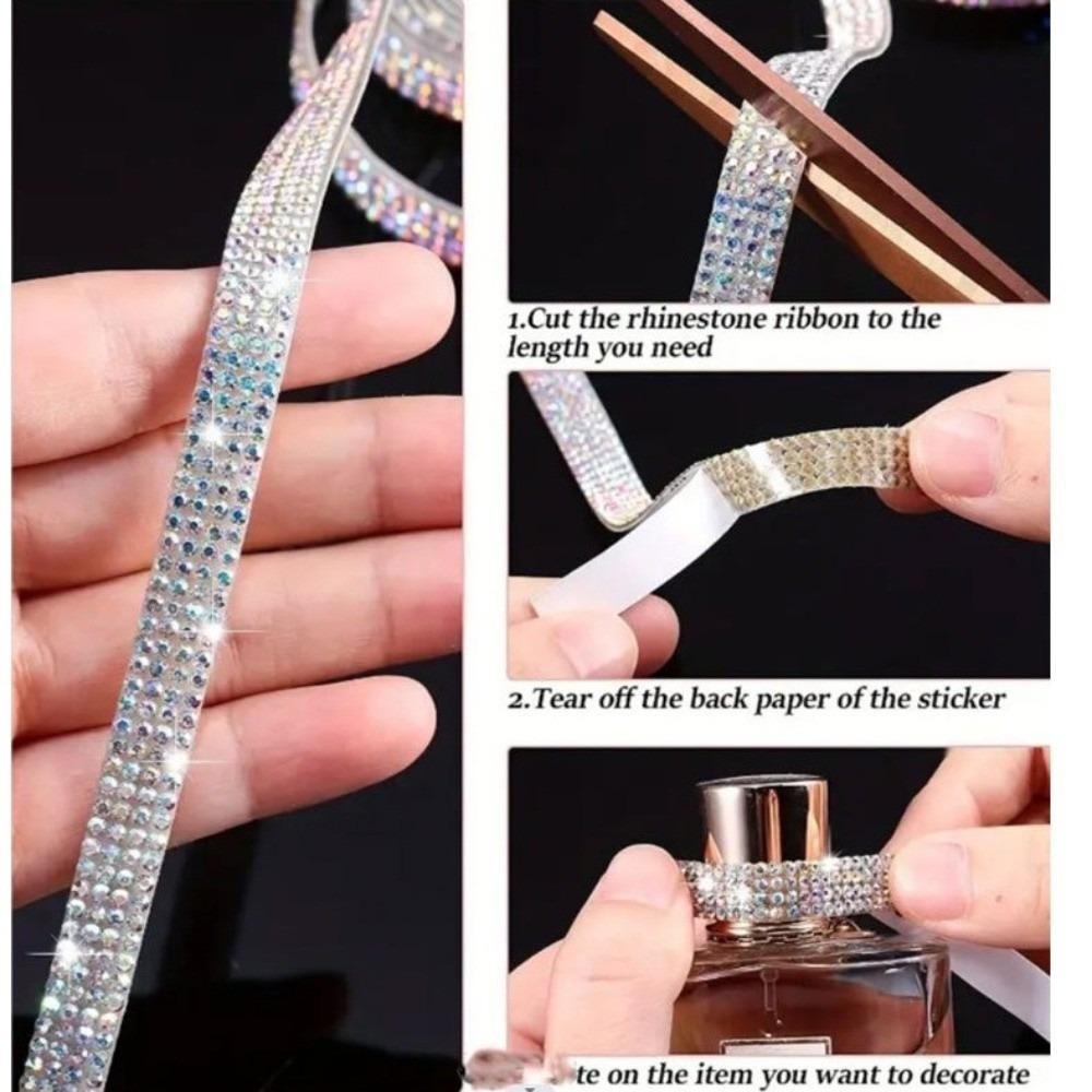 Self Adhesive Rhinestone Strip Shiny Sticker Decal Sticky Back Decorative Trim Craft Decor