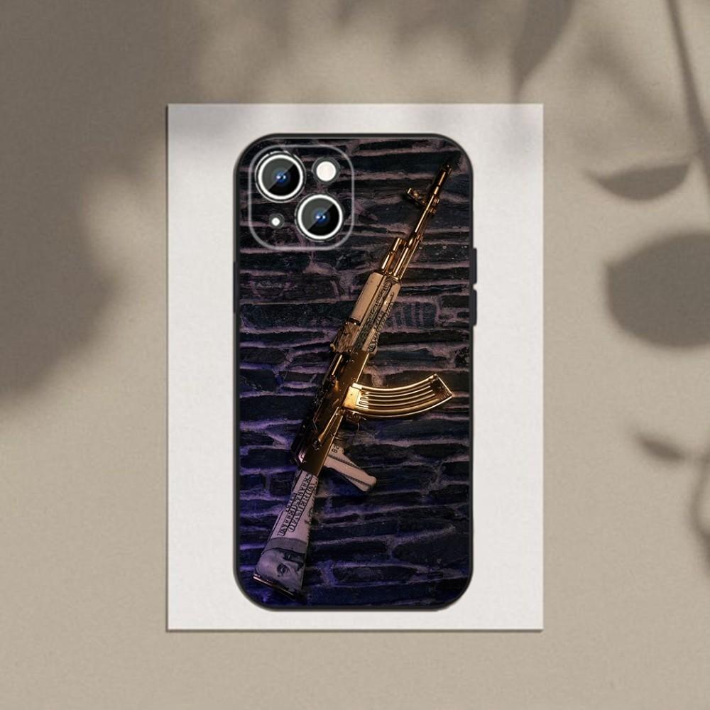 Чехол для телефона AK-47 Король Оружия Чехол для телефона для Apple iPhone 15,14,13,12,11,XS,XR,X,8,7,Pro,Max,Plus,mini Силиконовый Черный Чехол