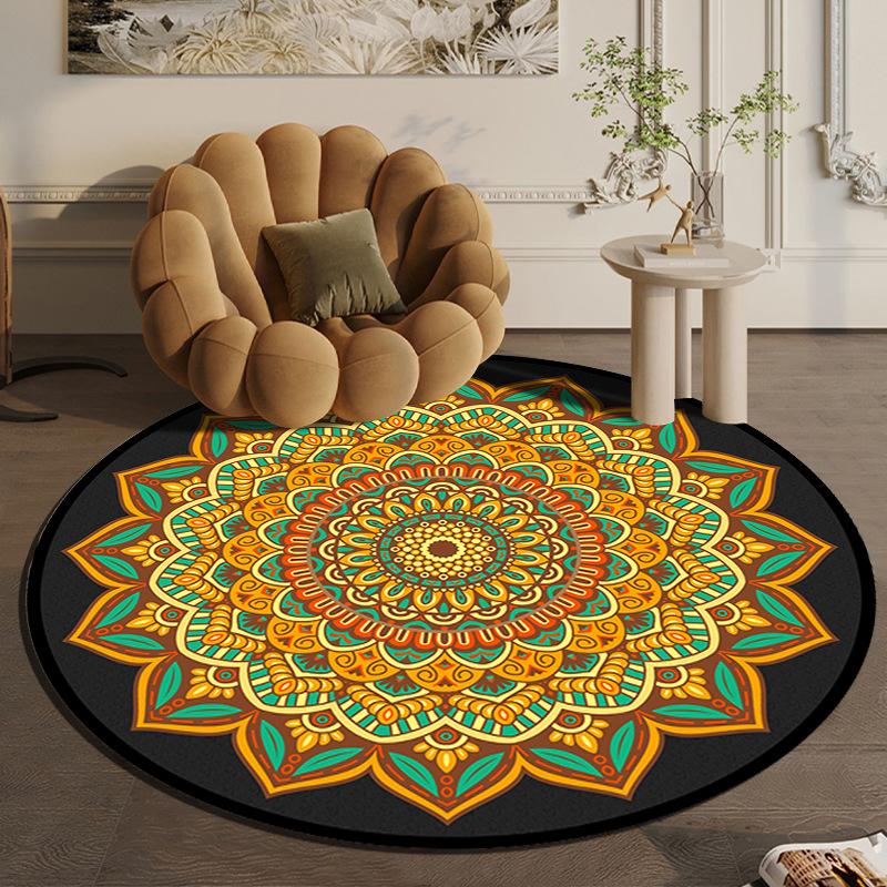 Круглый ковер большой площади в скандинавском этническом стиле для спальни, тканый хлопковый ковер в богемном стиле, вязаный напольный коврик 90 см, 120 см, 150 см