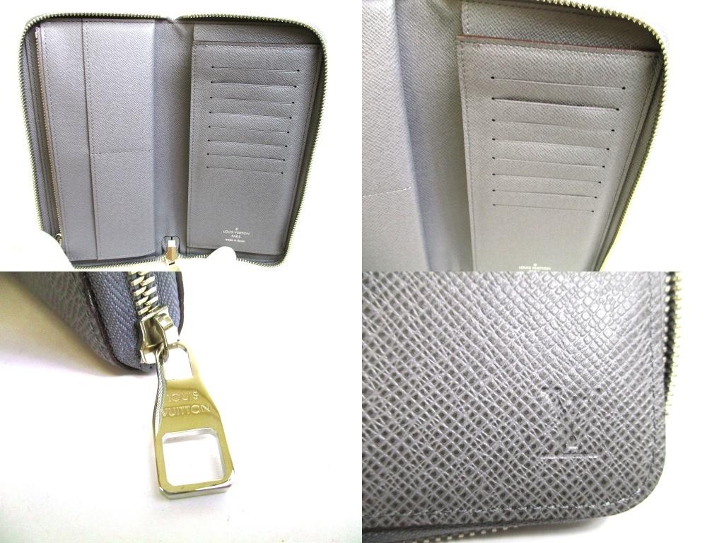 Оригинальный кошелек LOUIS VUITTON Taiga Серый Кожаный Zippey Zippy Вертикальный #b249 Отремонтирован продавцом
