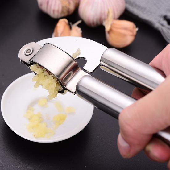 Garlic Press Heavy Duty Stainless Steel Mincer Tool Large Chamber Crushes Garlics Nuts Ergonomic Handle Kitchen Gadget for Easy Cooking