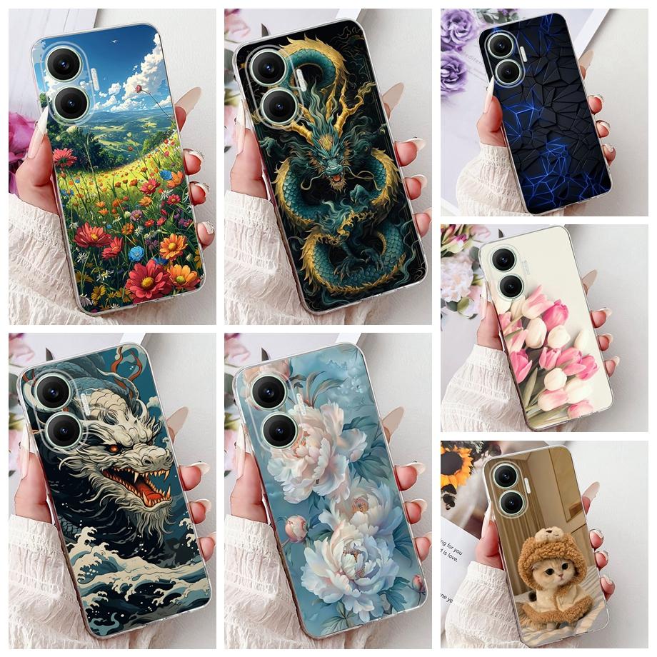 For Xiaomi Poco F7 Pro F7Ultra F6 Phone Case Dragon Love Heart Cartoon Pattern Back Cover For PocoF7 Soft Silicone TPU Bumper