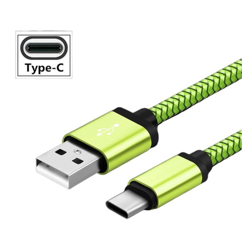 Нейлоновый плетеный кабель Type C для быстрой зарядки, зарядный кабель USB A для телефонов, планшетов, адаптеров питания, эффективный