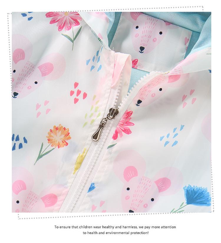 2025 Spring/Summer Korean Style Girls' Printed Hooded Windbreaker Cardigan