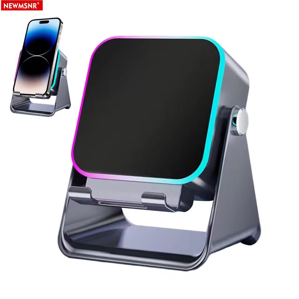 (upgrade)5 In 1 Auto-induction Wireless Induction Speaker 8 RGB Light Phone Stand Surround Sound Portable Bluetooth Phone Holder