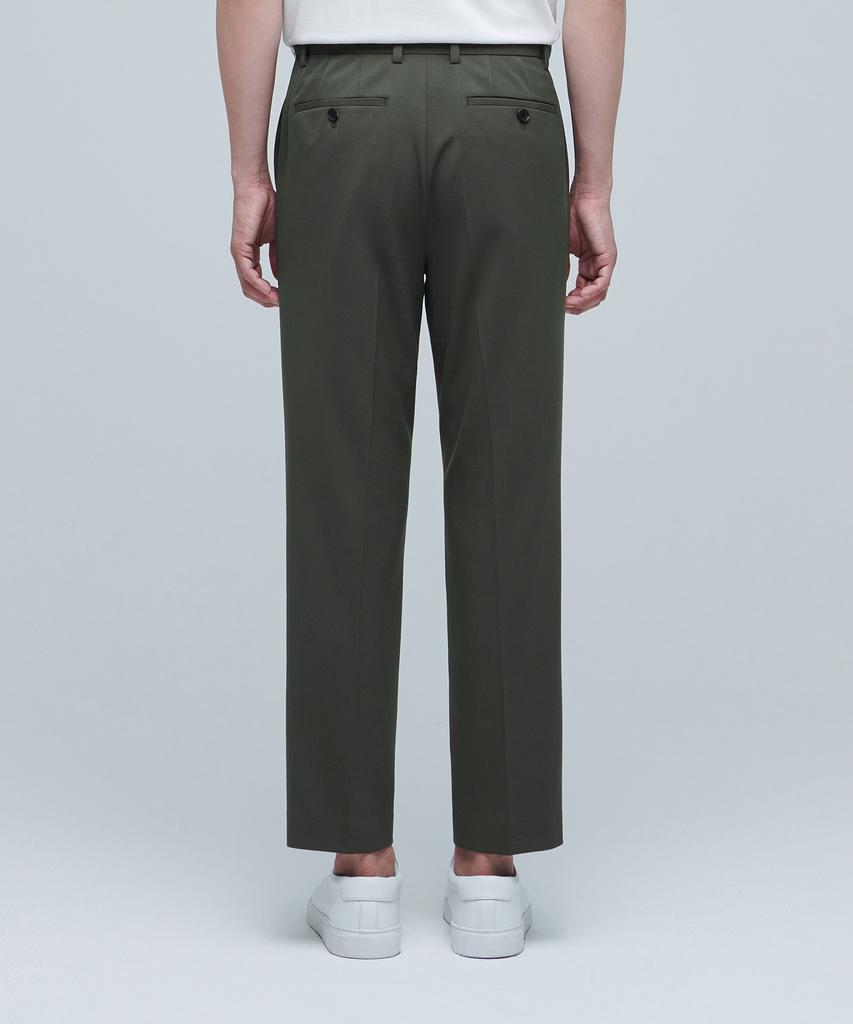 MUSINSA STANDARD Lightweight Relaxed Tapered Hidden Banding Crop Slacks [Dusty Khaki]