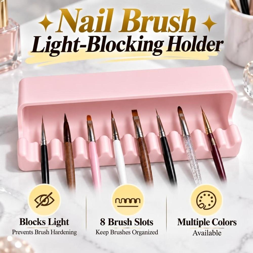 Light-Blocking Nail Brush Holder 8-Slot Manicure Brush Organizer Nail Brush Stand Nail Technician